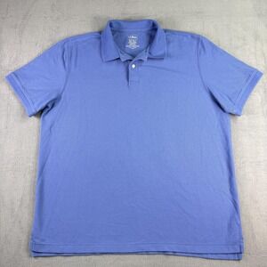 L.L. Bean Polo Shirt Mens 2XLT Blue Traditional Fit Cotton Knit Casual Pique